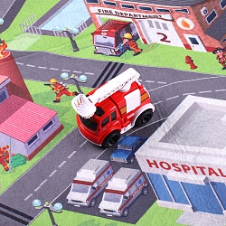 игровой коврик в наборе с машинкой "пожарники"